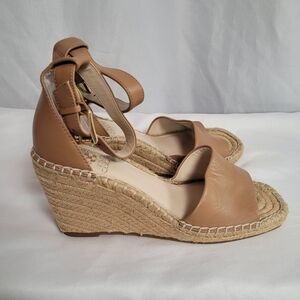 Vince Camuto Espadrille Brown Ankle Strap Wedge Shoes Size 9M